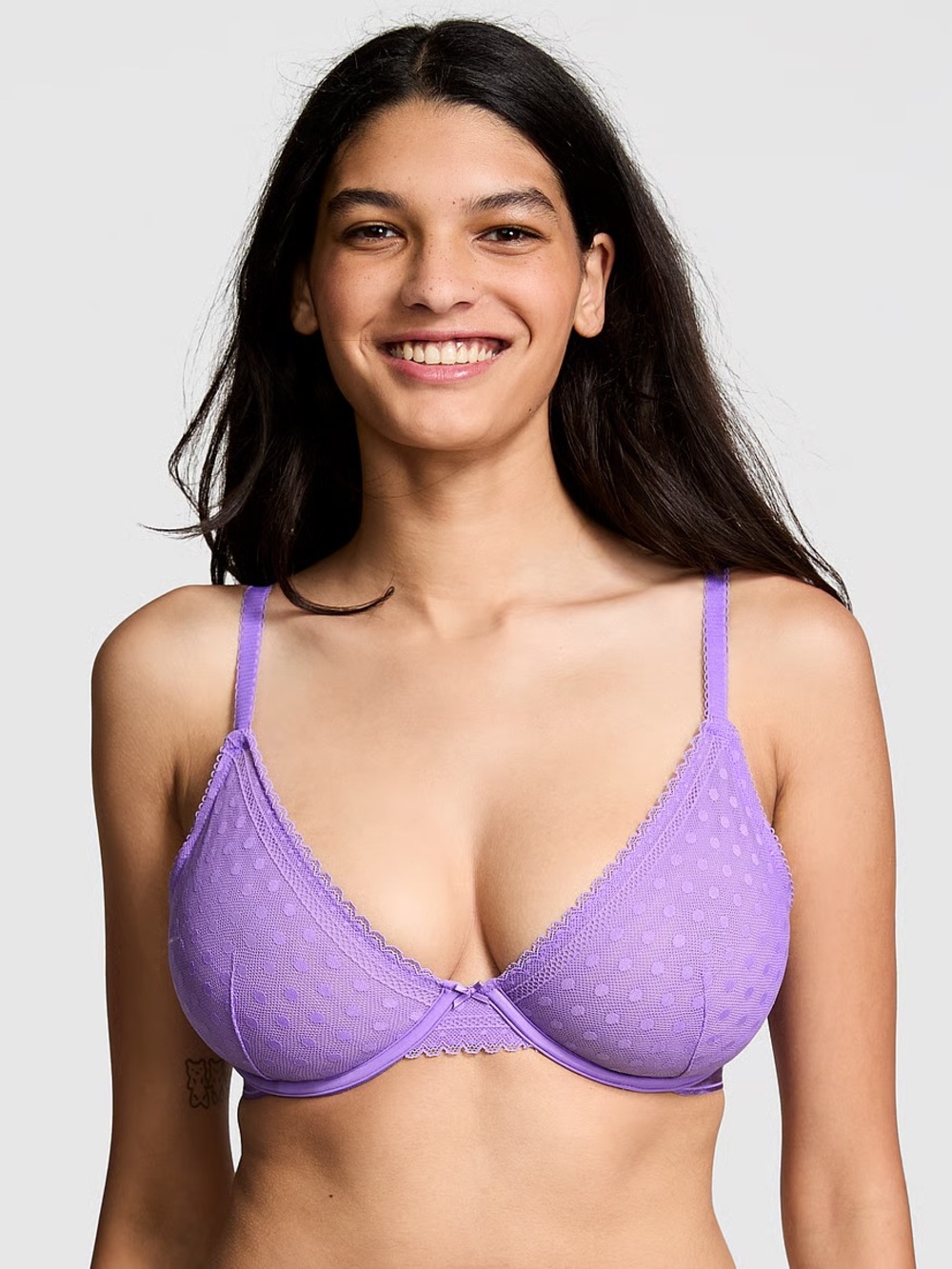 PINK Victoria's Secret Wink Unlined Plunge Bra in Wysteria Purple Size 34C - Picture 1 of 6